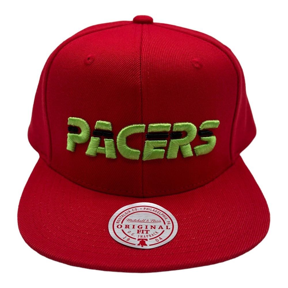 NWT Mitchell & Ness Indiana Pacers NBA Reverse Grinch Snapback Hat Cap Red